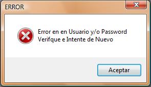 Error en Password